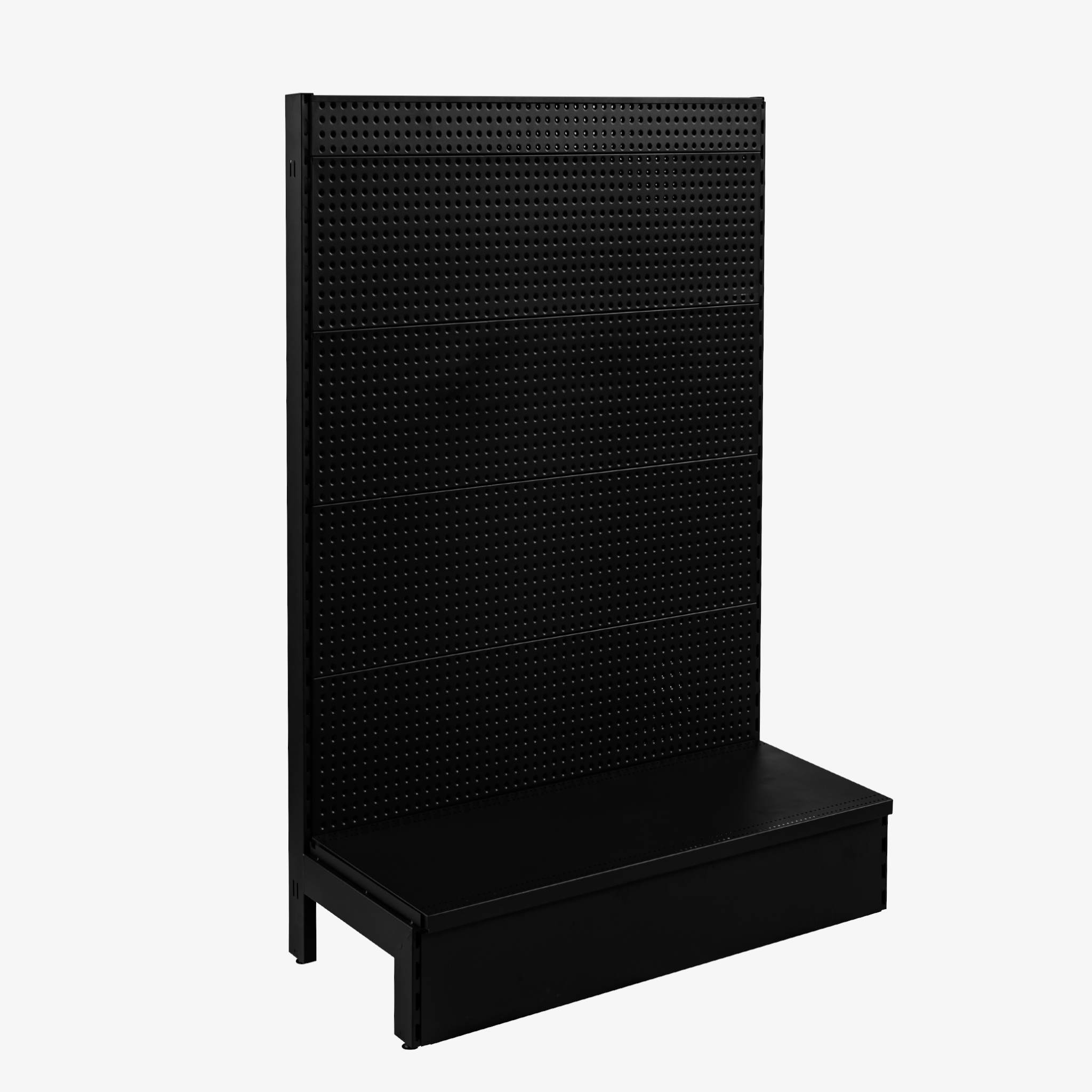 SMS9015SB-V3 Black Single Sided Volcano Pegboard Gondola Shelving – 900mm Wide Modules