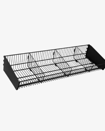 Black wire basket gondola shelving 1200mm x 400mm