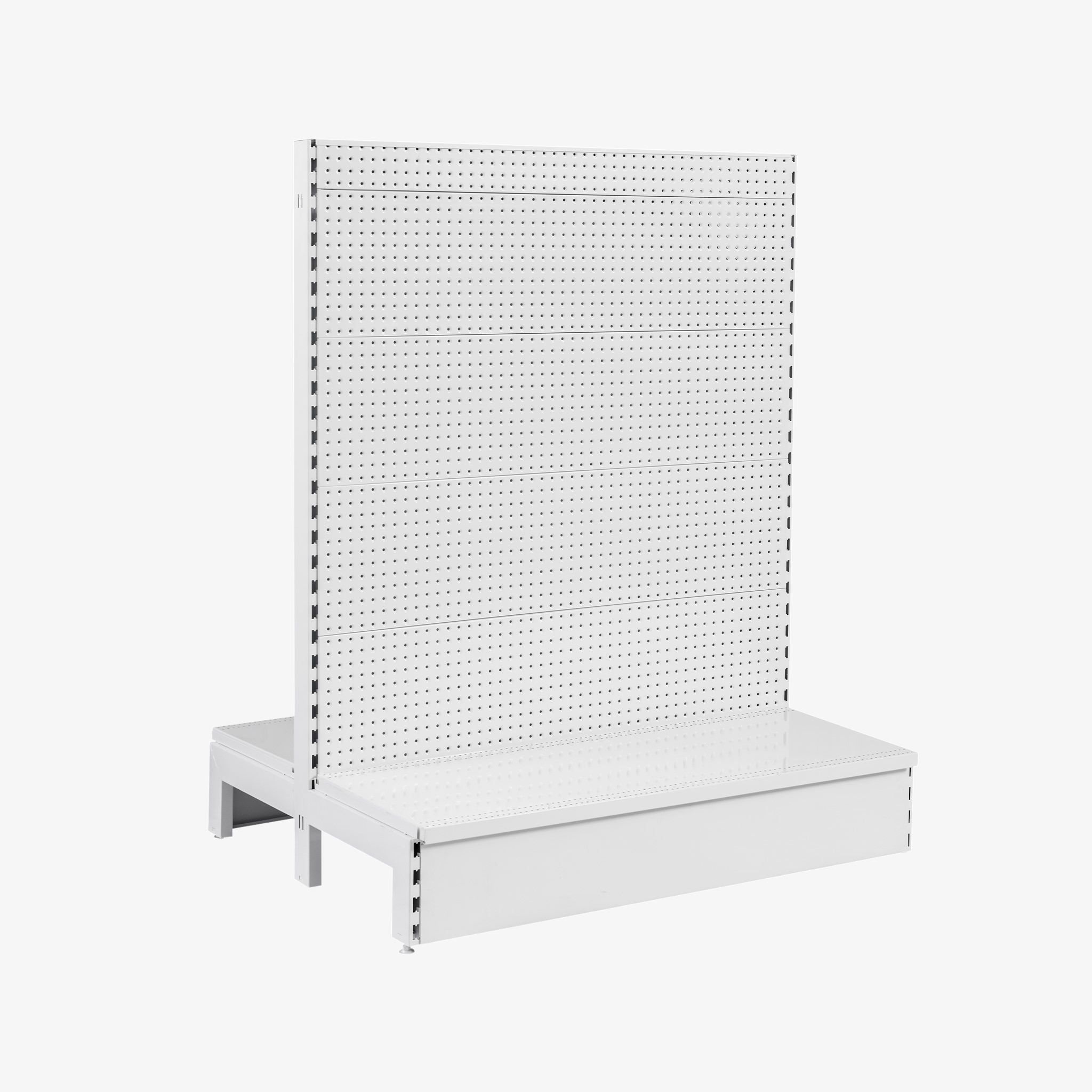 SMD1215VW White Double Sided Volcano Pegboard Gondola Shelving – 1200mm Wide Modules