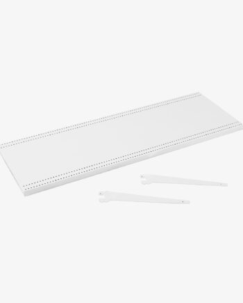 White metal gondola shelf with angle adjustable brackets 1200mm x 400mm